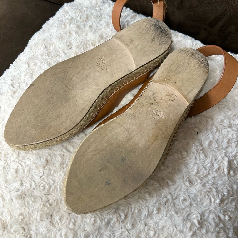 Stuart Weitzman camel round toe around the ankle espadrilles size 7.5 M - Picture 10 of 11